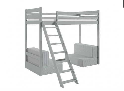 SOFENA 90x200 gris lit mezzanine avec canapé modulable en tissu gris zoom 15 sage Lano Meubles