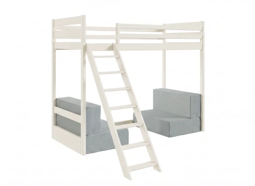 SOFENA 90x200 coton lit mezzanine avec canapé modulable, tissu gris zoom 15 sage Lano Meubles