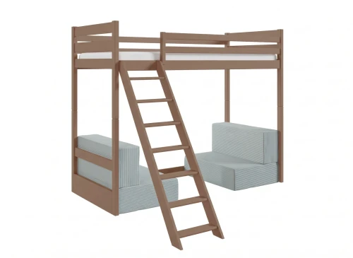 SOFENA 90x200 chocolat au lait lit mezzanine avec canapé modulable en tissu gris zoom 15 sage Lano Meubles