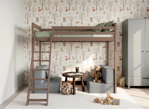 SOFENA 90x200 chocolat au lait lit mezzanine avec canapé modulable en tissu gris zoom 15 sage Lano Meubles