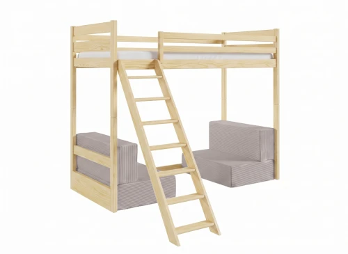 SOFENA 90x200 bois non laqué lit mezzanine canapé canapé-lit en tissu gris clair 19 dove Lano Meubles