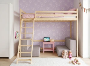 SOFENA 90x200 pin lit mezzanine canapé canapé-lit en tissu gris clair 19 dove Lano Meubles