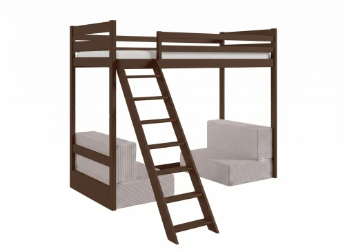 SOFENA 90x200 chocolat noir lit mezzanine avec canapé modulable en tissu gris clair 19 dove Lano Meubles