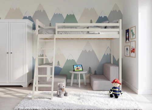 SOFENA 90x200 coton lit mezzanine avec canapé modulable, tissu gris clair Zoom Dove 19 Lano Meubles