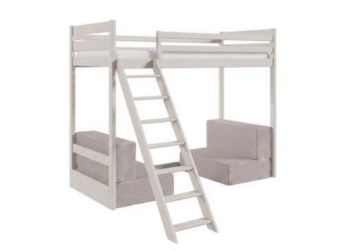 SOFENA 90x200 cachemire lit mezzanine avec canapé modulable en tissu gris clair 19 dove Lano Meubles