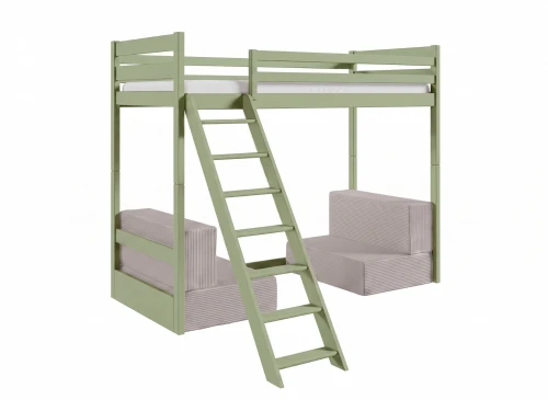 SOFENA 90x200 olive lit mezzanine avec canapé modulable en tissuperfect gris clair 19 dove Lano Meubles
