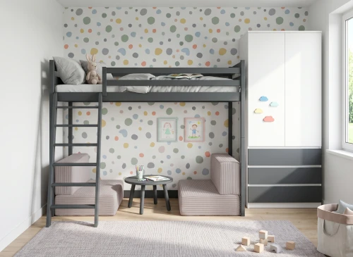SOFENA 90x200 graphite lit mezzanine avec canapé modulable en tissu gris clair 19 dove Lano Meubles